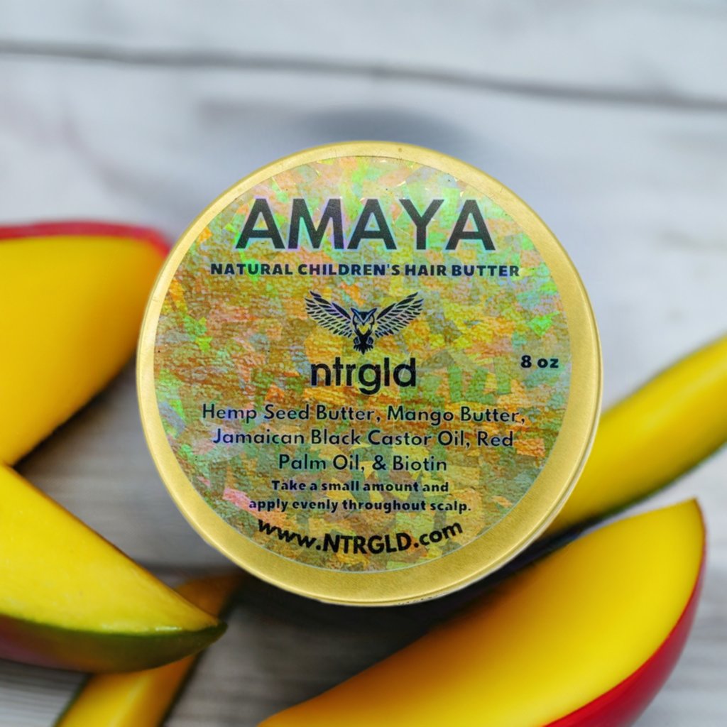 Amaya - Children's Hair Growth Butter | NTRGLD - NETER GOLD | hair growth | eczema | dry skin | beard care | black men | black women | nightwing | oil infused wooden comb | beard growth | natural skin care | blac