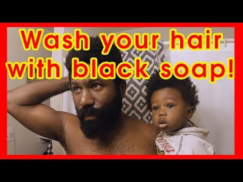 BLACK SOAP SHAMPOO FOR NATURAL HAIR How to PROPERLY wash your hair using RAW AFRICAN BLACK SOAP - Neter Gold