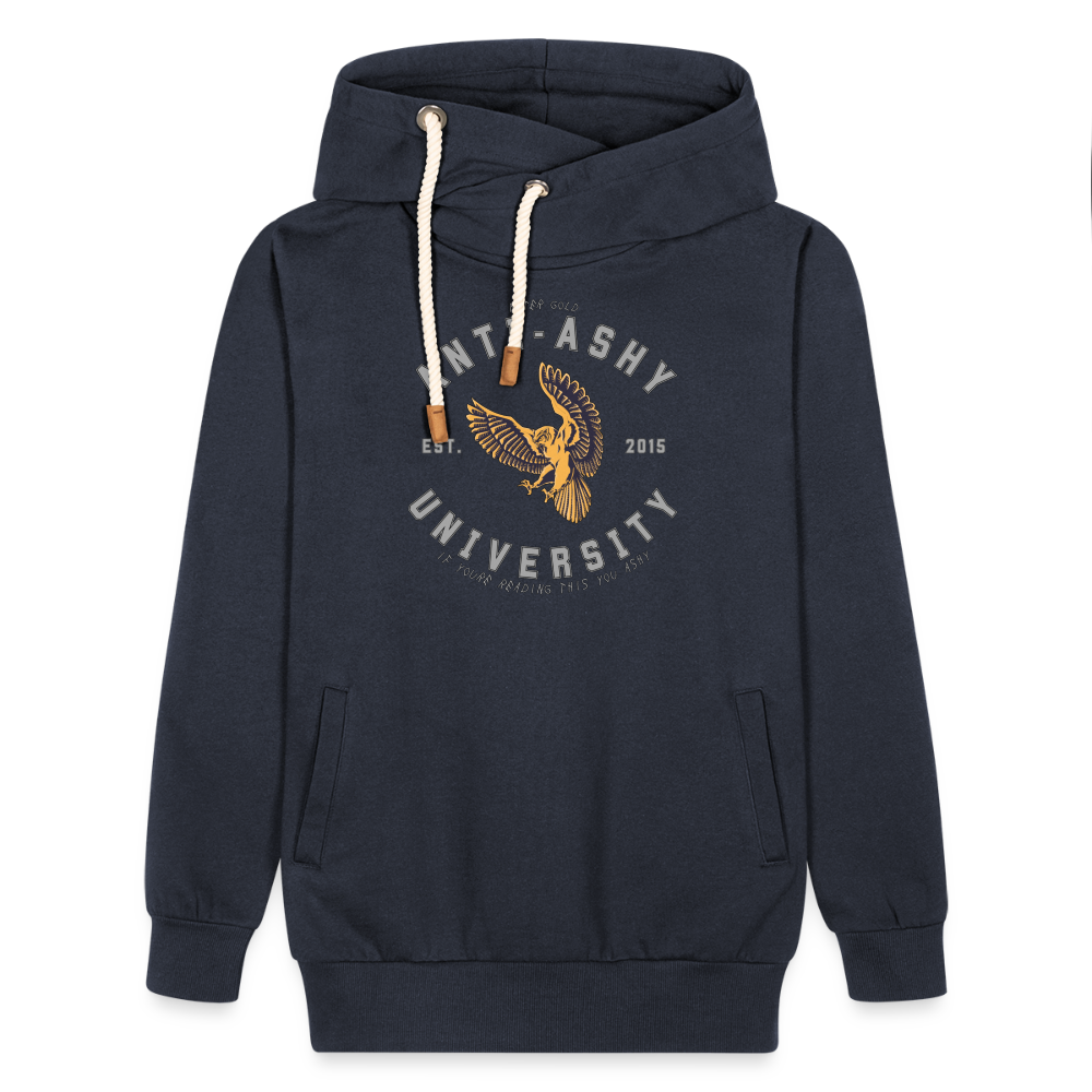 ANTI-ASHY UNIVERSITY (Gray) - Shawl Collar Hoodie - navy