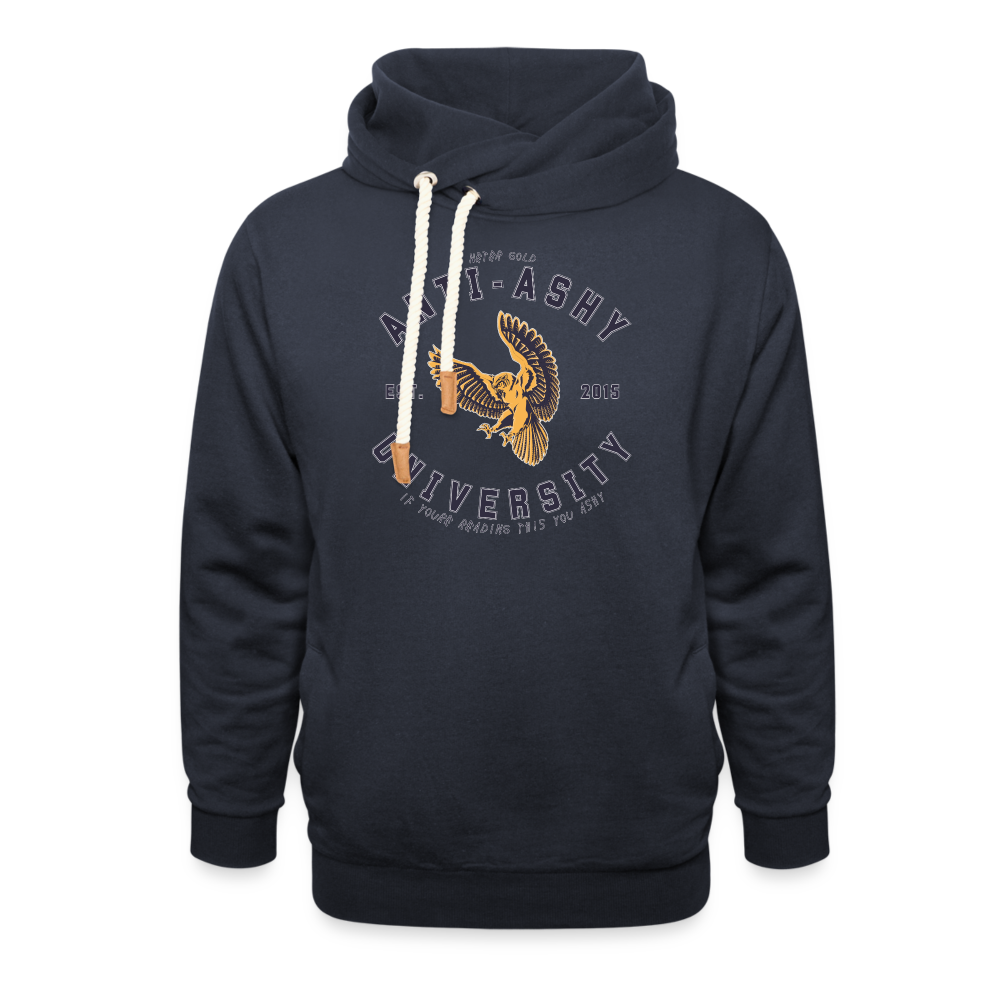 ANTI-ASHY UNIVERSITY (Blue) - Shawl Collar Hoodie - navy