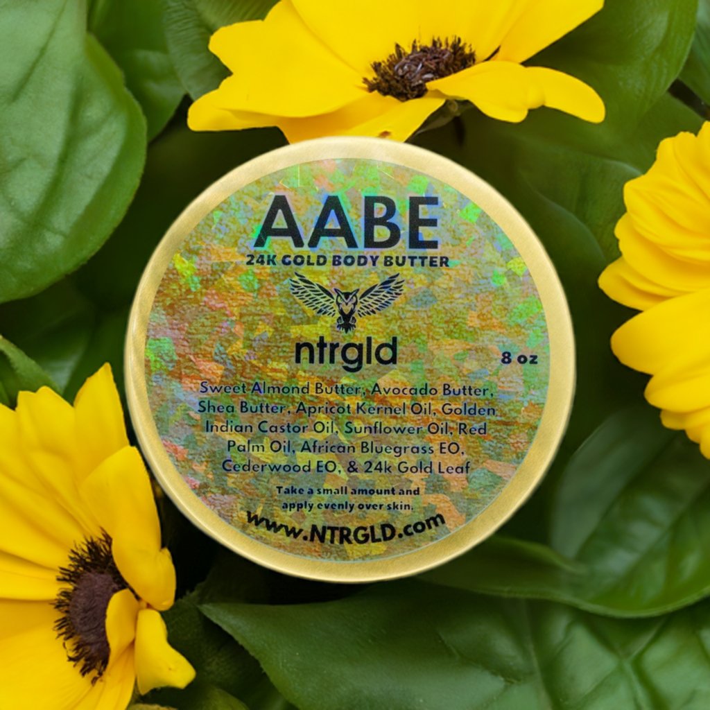 AABE - 24k Gold Body Butter (Limited Edition) | NTRGLD - NETER GOLD | hair growth | eczema | dry skin | beard care | black men | black women | nightwing | oil infused wooden comb | beard growth | natural skin care | blac