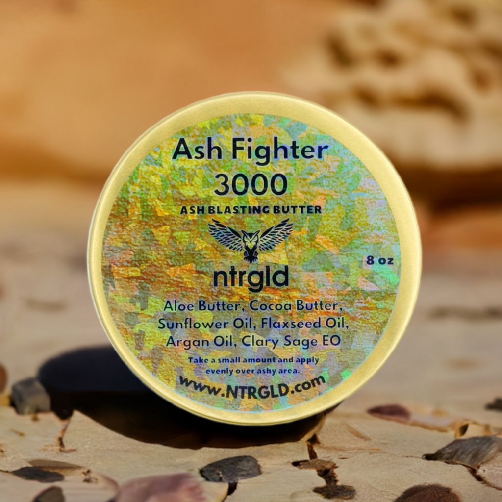 Ash Fighter 3000 - The Ultimate Gift For Your Ashy Friend | NTRGLD - NETER GOLD | hair growth | eczema | dry skin | beard care | black men | black women | nightwing | oil infused wooden comb | beard growth | natural skin care | blac
