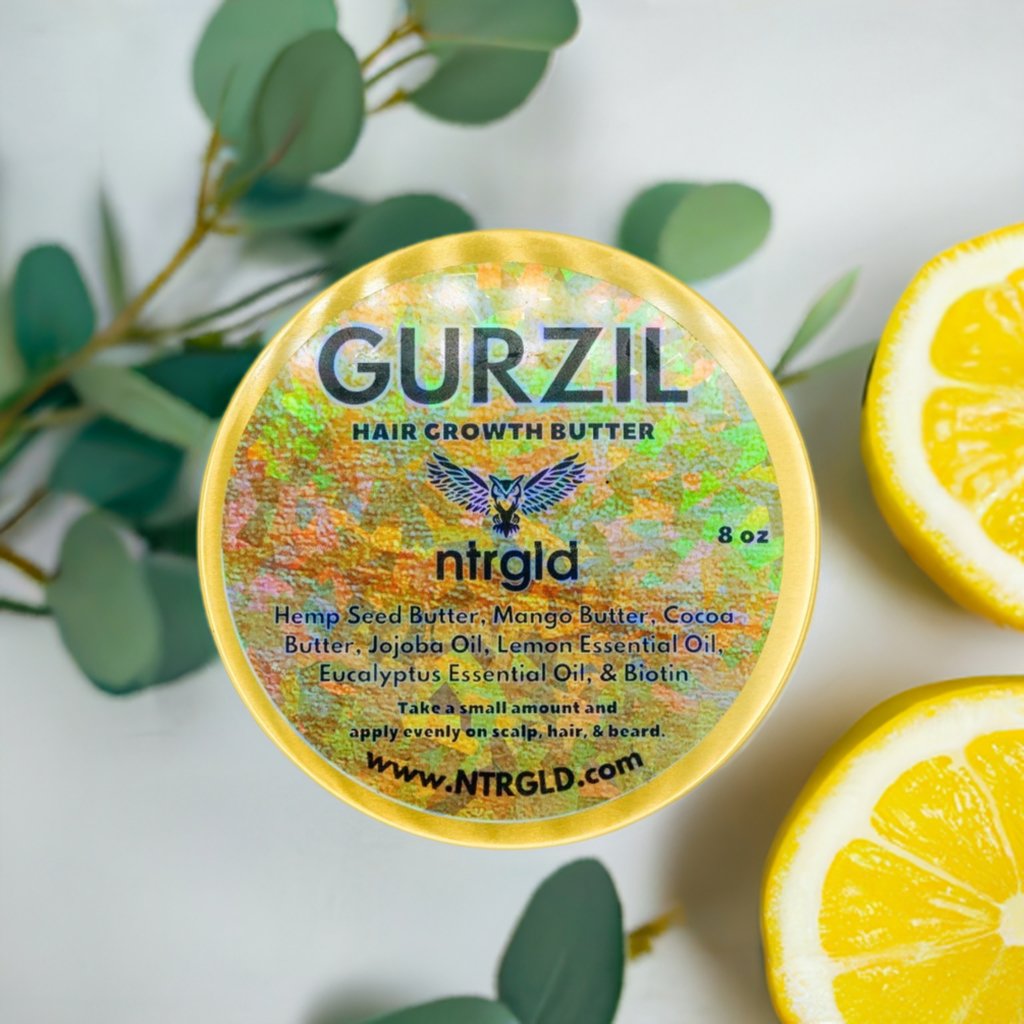 Gurzil - Hair Growth Butter | NTRGLD - NETER GOLD | hair growth | eczema | dry skin | beard care | black men | black women | nightwing | oil infused wooden comb | beard growth | natural skin care | blac