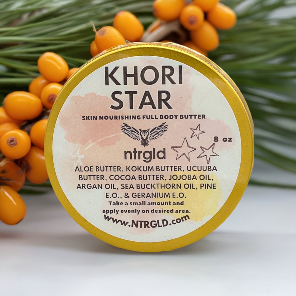 Khori Star - Skin Nourishing Full Body Butter | NTRGLD - NETER GOLD | hair growth | eczema | dry skin | beard care | black men | black women | nightwing | oil infused wooden comb | beard growth | natural skin care | blac