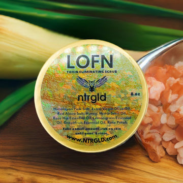 Lofn - Toxin Eliminating Scrub | NTRGLD - NETER GOLD | hair growth | eczema | dry skin | beard care | black men | black women | nightwing | oil infused wooden comb | beard growth | natural skin care | blac