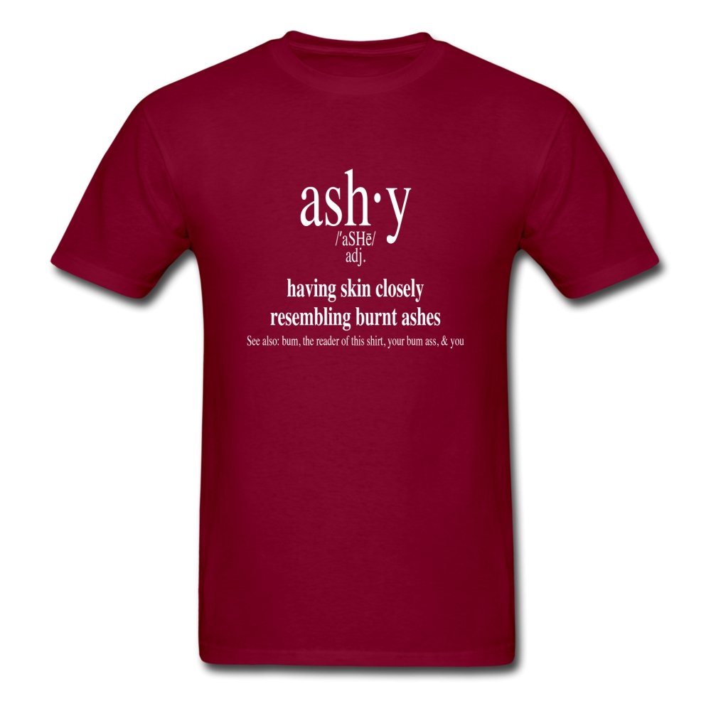 Men's T-Shirt Ashy Definition (white) - Unisex's T-Shirt - Neter Gold - burgundy / S - NTRGLD