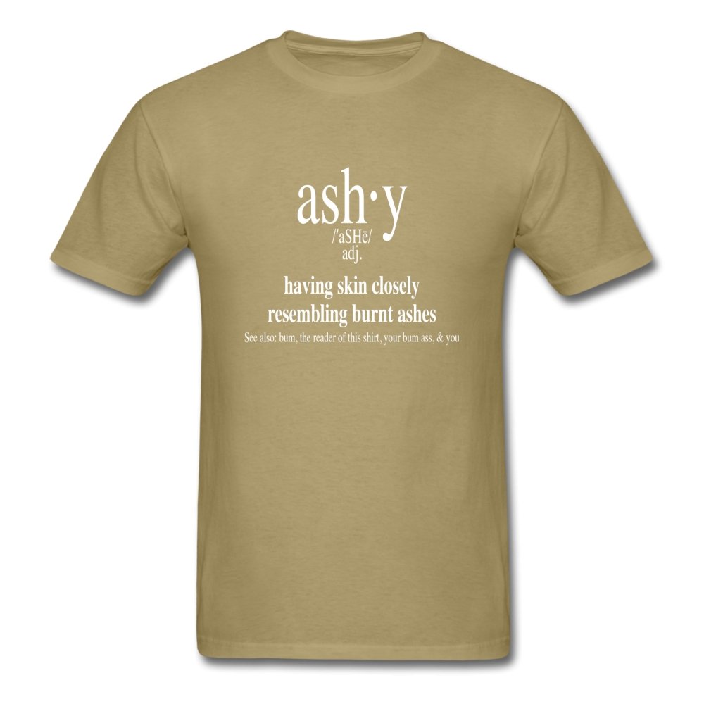 Men's T-Shirt Ashy Definition (white) - Unisex's T-Shirt - Neter Gold - khaki / S - NTRGLD