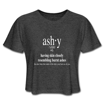 Women's Cropped T-Shirt Ashy Definition (white) - Women's Cropped T-Shirt - Neter Gold - deep heather / S - NTRGLD