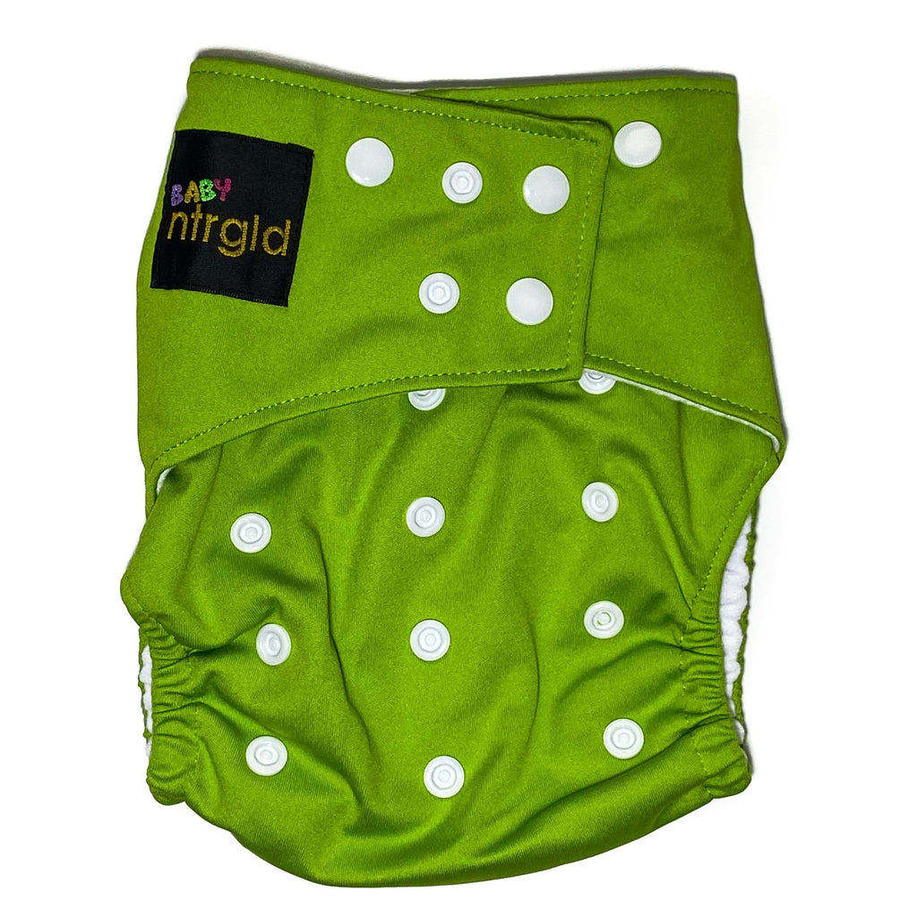 Cloth Baby Diaper w/ Removable Charcoal Bamboo Insert - Neter Gold - GREEN - NTRGLD
