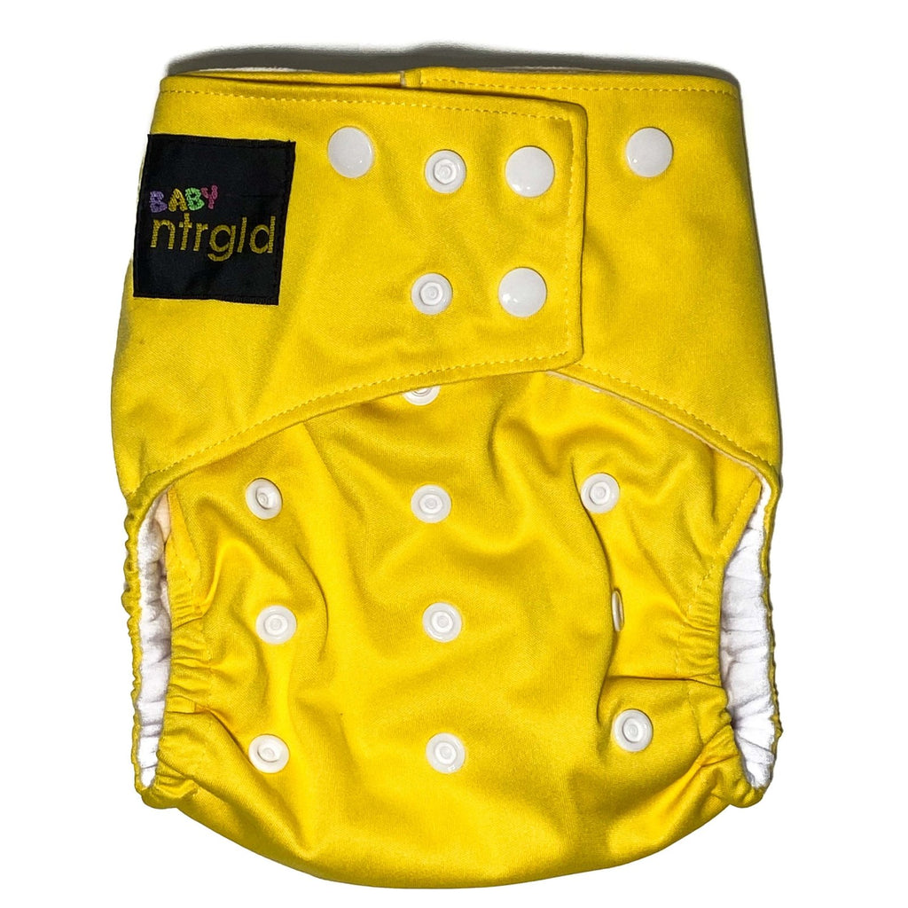 Cloth Baby Diaper w/ Removable Charcoal Bamboo Insert - Neter Gold - YELLOW - NTRGLD