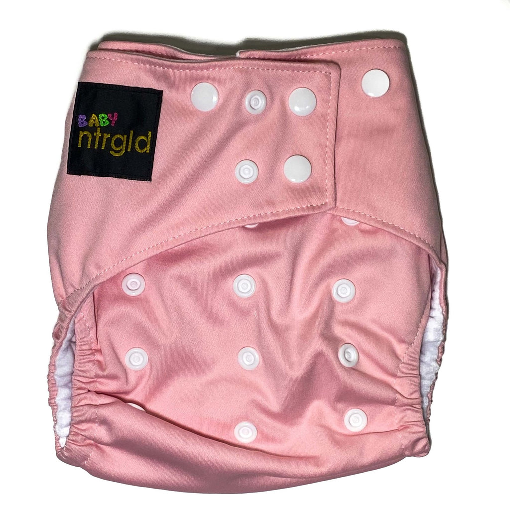 Cloth Baby Diaper w/ Removable Charcoal Bamboo Insert - Neter Gold - PINK - NTRGLD