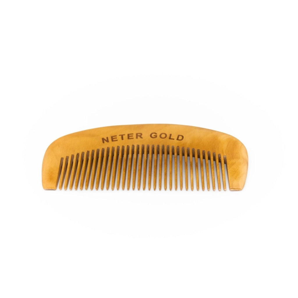 DEFECT!! - Detangling Beard Comb - 4.5 inches || Oil Infused Wooden Comb - Neter Gold - NTRGLD