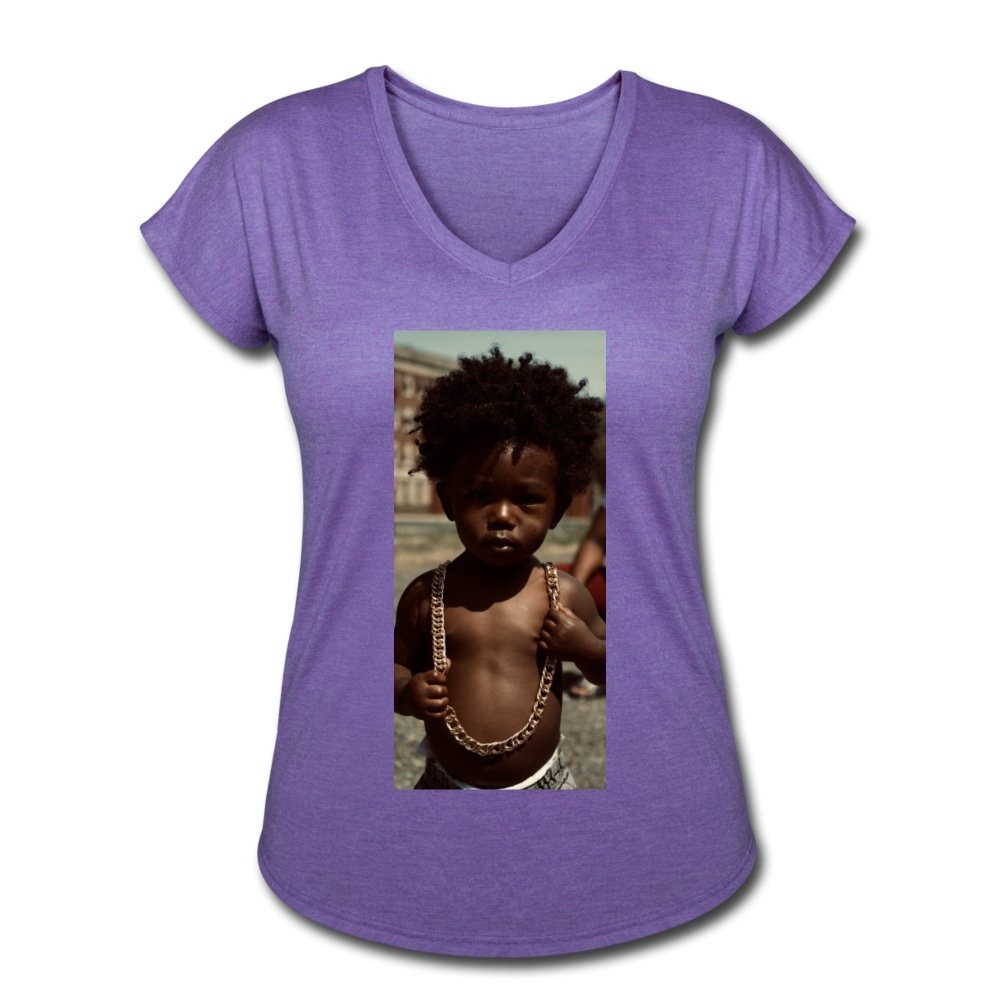 Women's Tri-Blend V-Neck T-Shirt Lord Of The Drip - Women's Tri-Blend V-Neck T-Shirt - Neter Gold - purple heather / S - NTRGLD