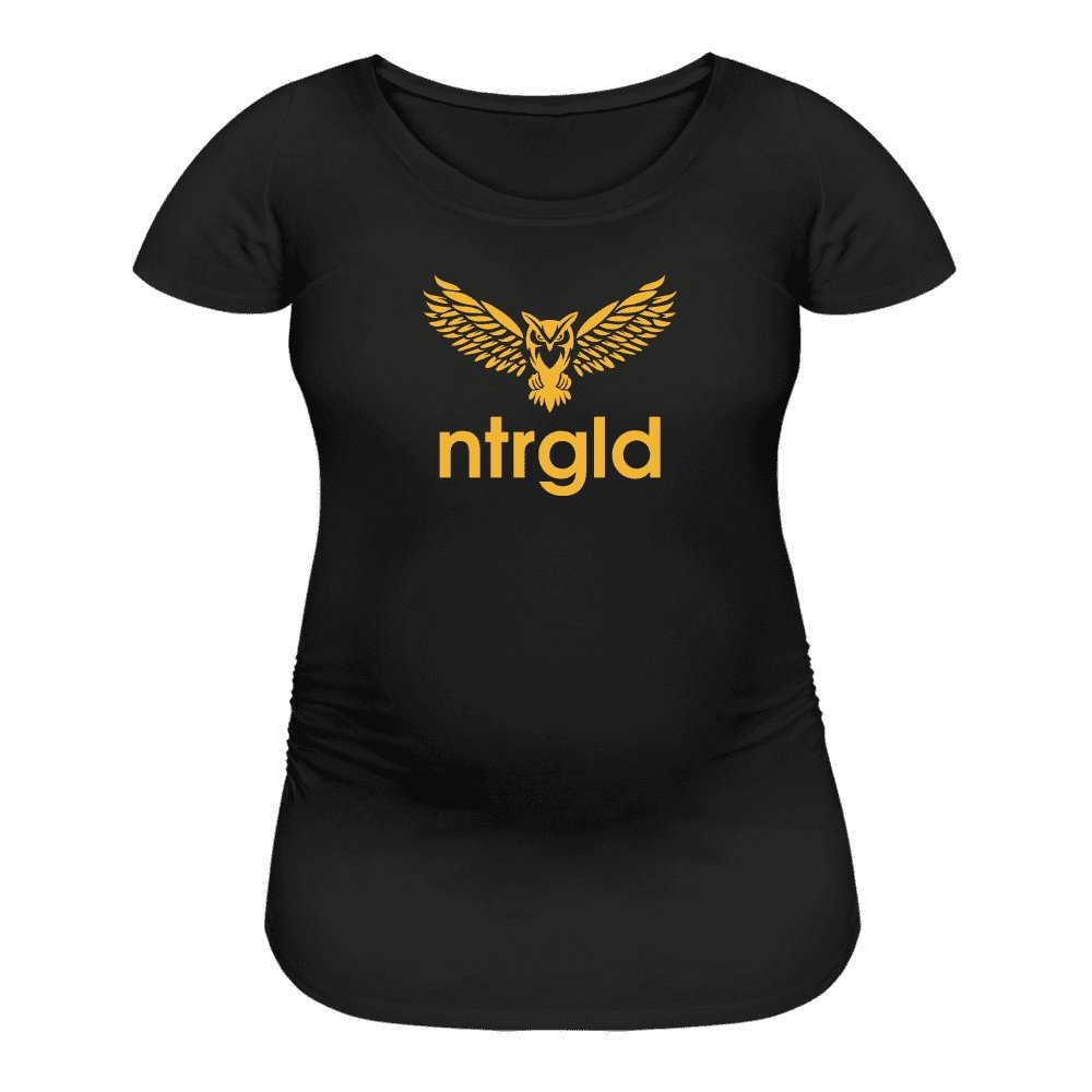 Women’s Maternity T-Shirt NEBU OWL - Maternity T-Shirt - Neter Gold - black / S - NTRGLD