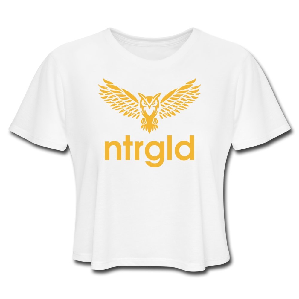 Women's Cropped T-Shirt | Bella+Canvas B8882 NTRGLD Logo - Cropped T-Shirt - Neter Gold - white / S - NTRGLD