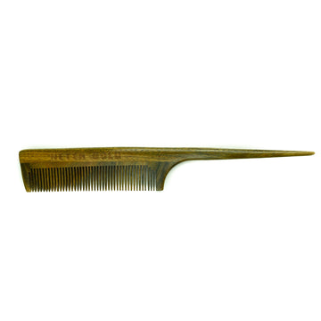 Fine-tooth Rat-tail Wooden Comb - 8 inches || Oil Infused Wooden Comb - Neter Gold - NTRGLD